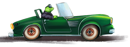 Riddec Games frog mascot — upcoming games banner