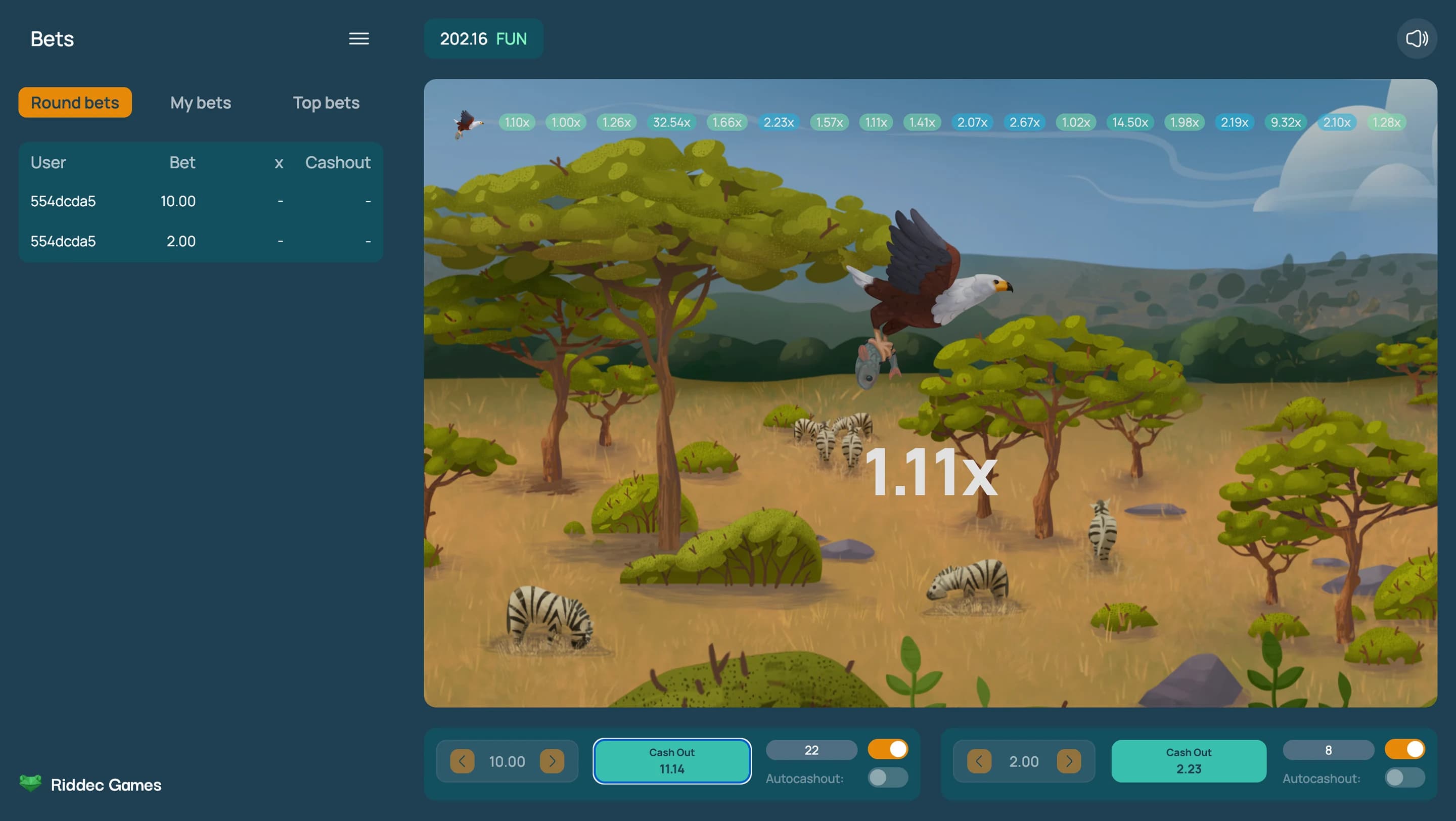 Eagle of Fortune — Auto Betting feature screenshot | Riddec Games