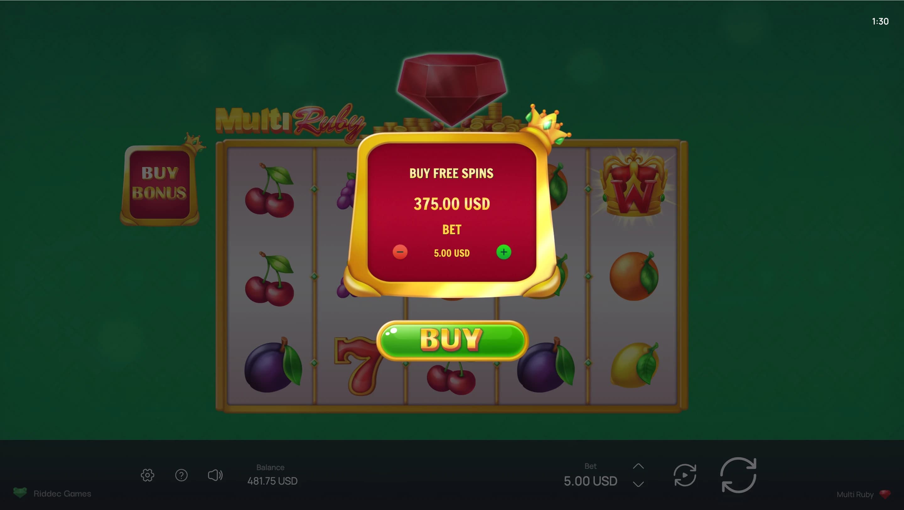Multi Ruby — Buy Bonus feature screenshot | Riddec Games