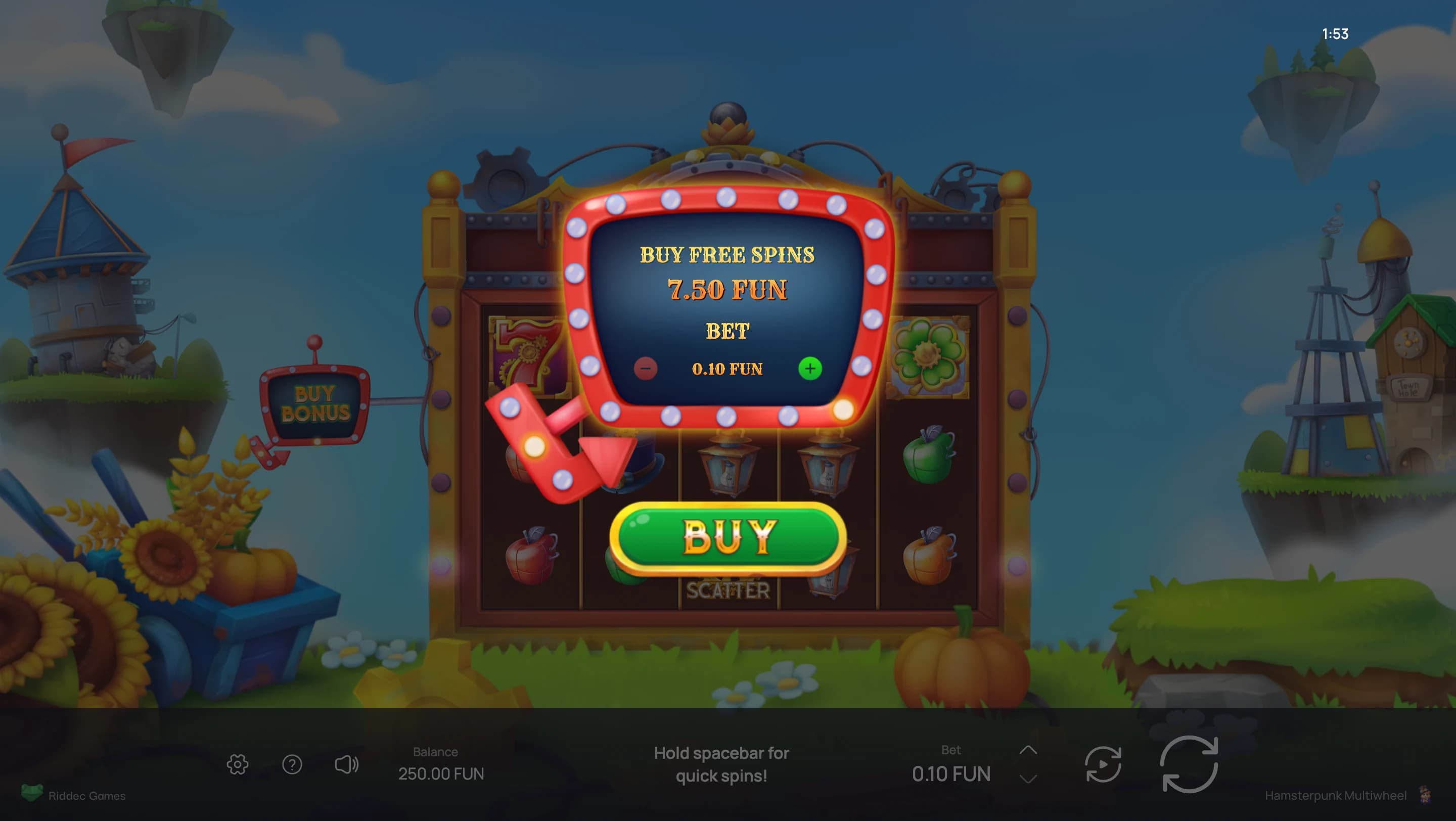 Hamsterpunk Multiwheel — Buy Bonus feature screenshot | Riddec Games