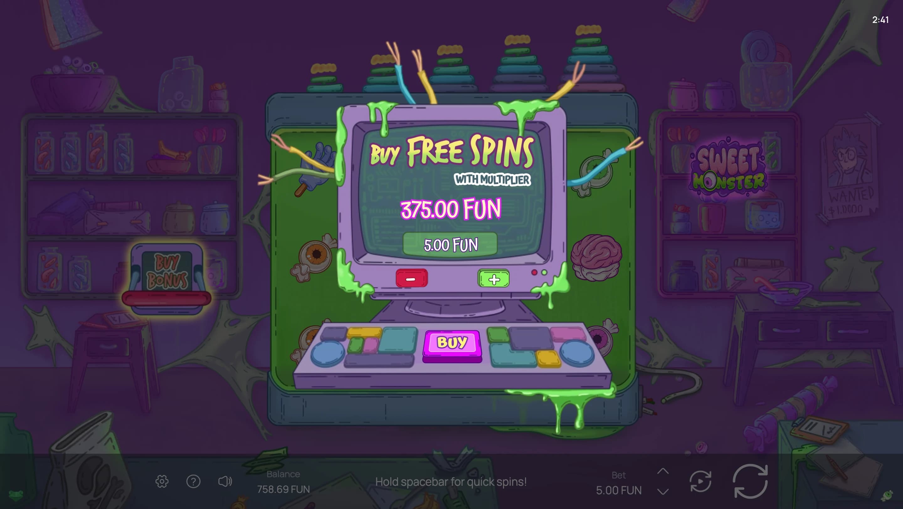 Sweet Monster — Buy Bonus feature screenshot | Riddec Games