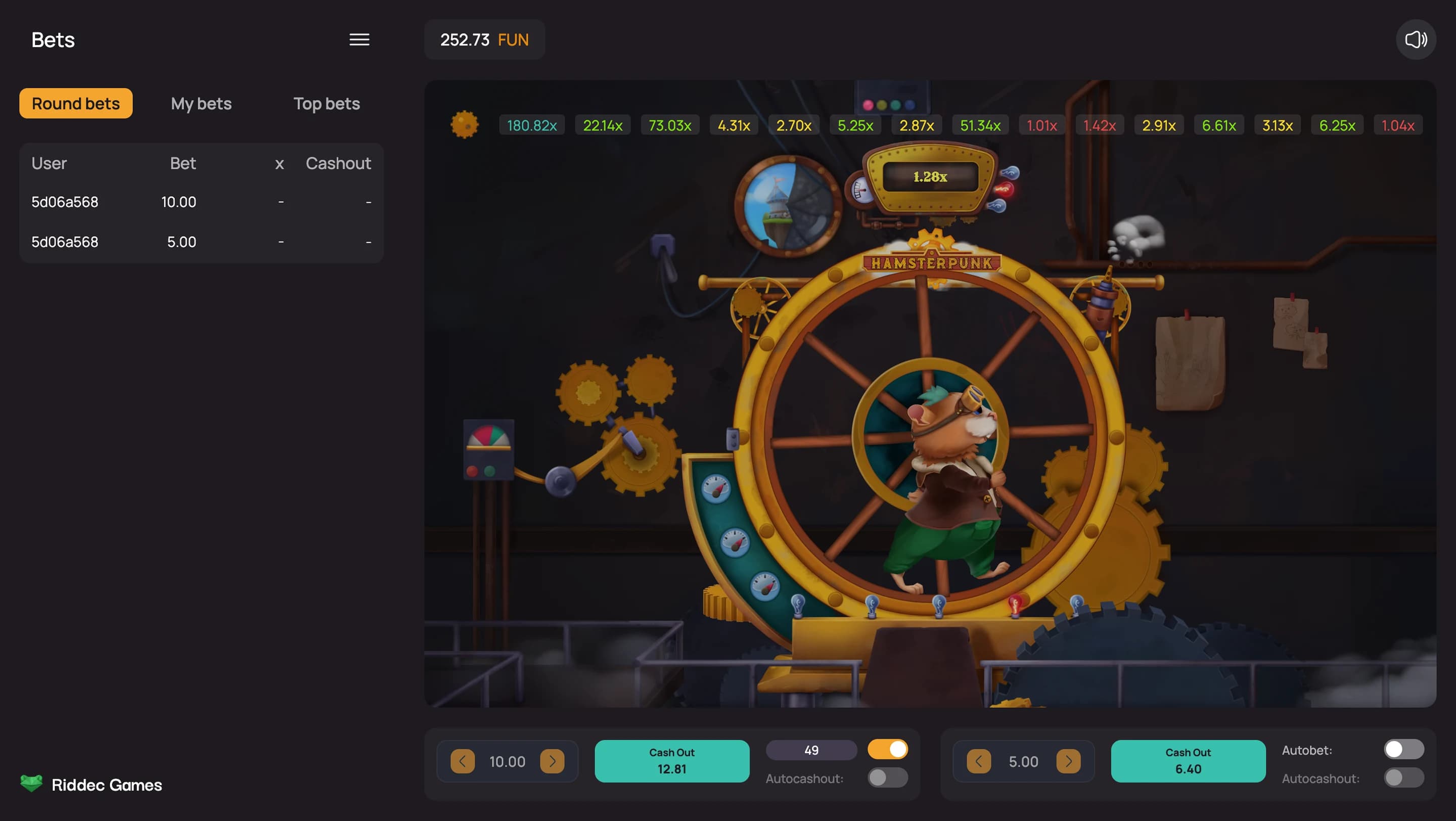 Hamsterpunk Crash — Auto Betting feature screenshot | Riddec Games
