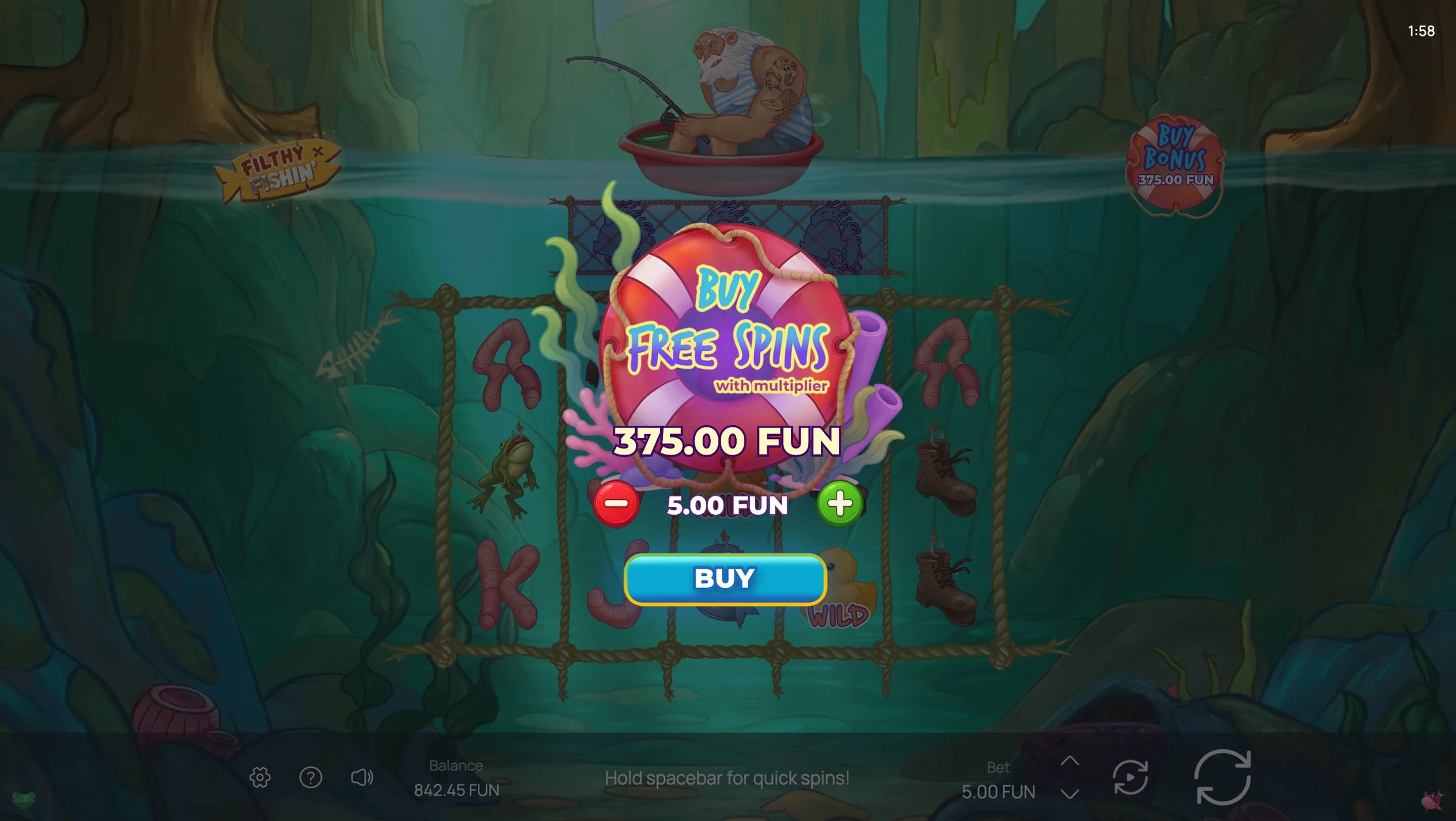 Filthy Fishin' — Buy Bonus feature screenshot | Riddec Games