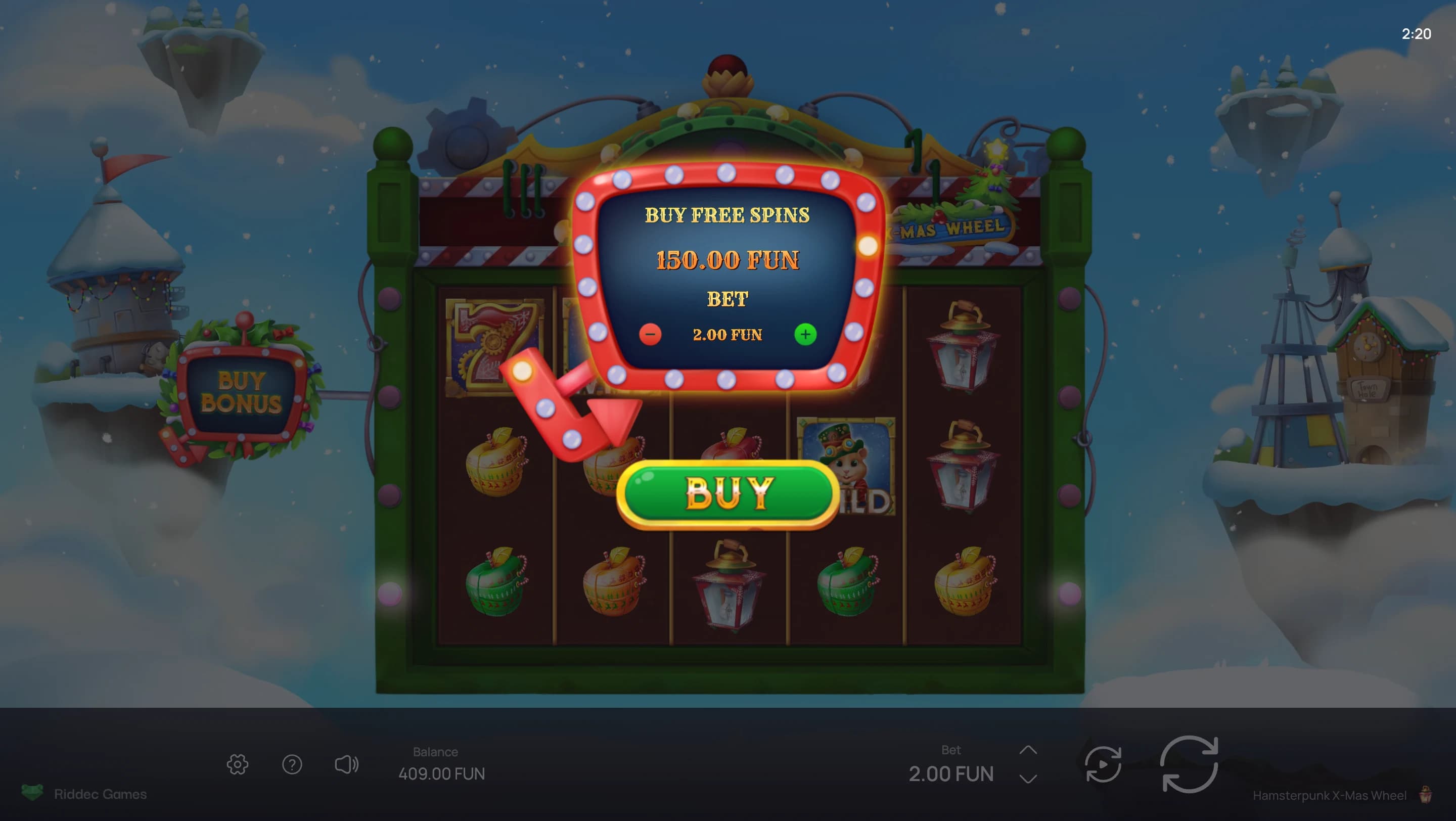 Hamsterpunk X-mas Wheel — Buy Bonus feature screenshot | Riddec Games
