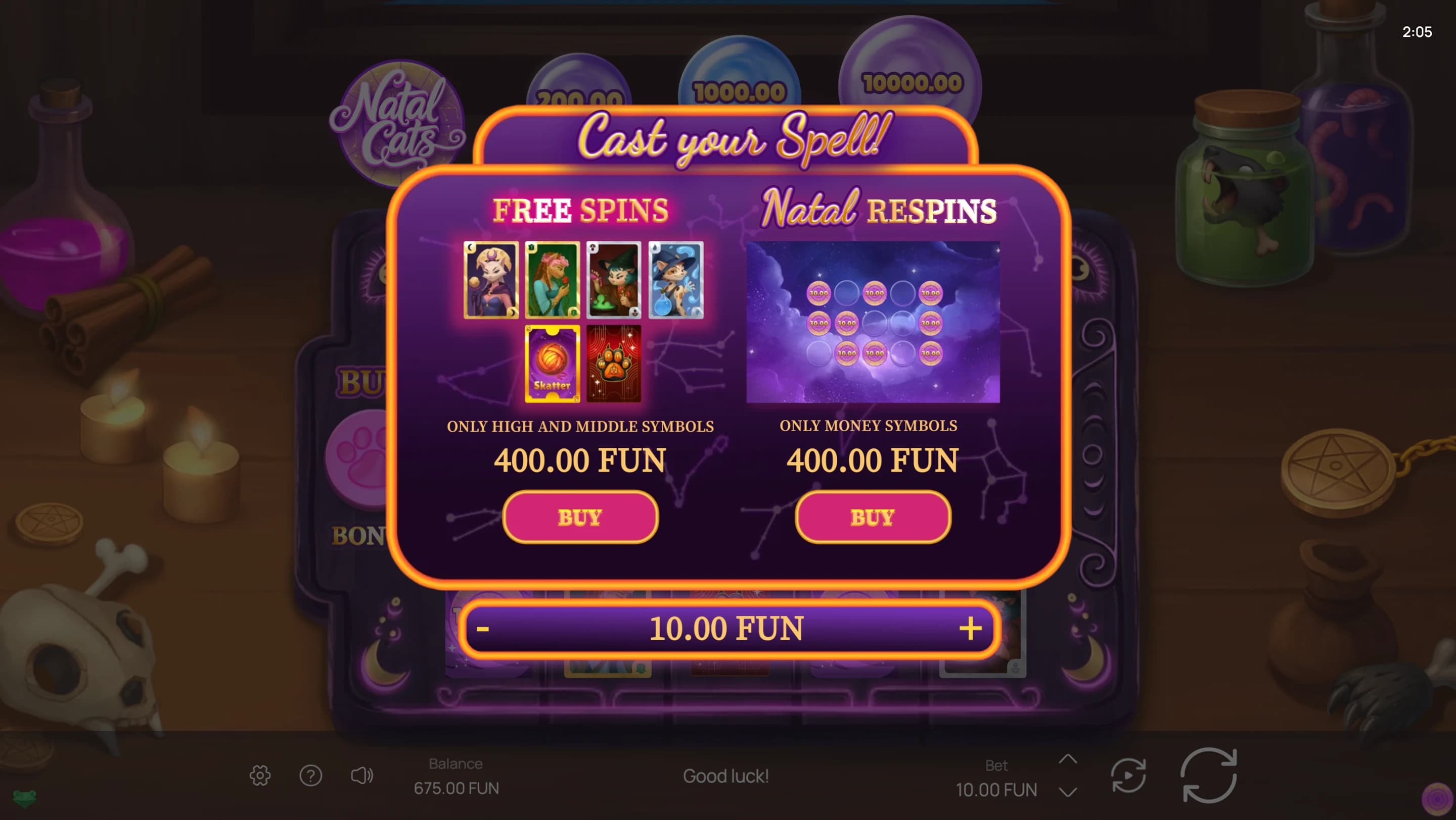 Natal Cats — Buy Feature feature screenshot | Riddec Games
